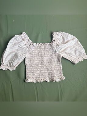 Levi's Lavender Plaid Smocked Puff Sleeve Crop Top